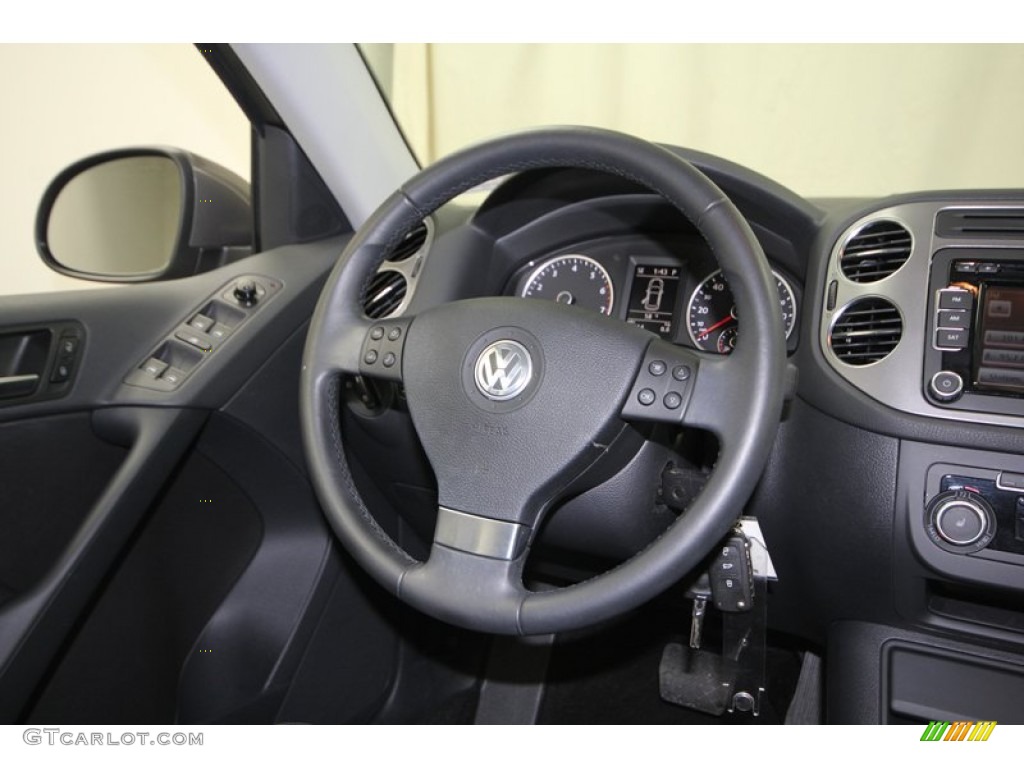 2010 Volkswagen Tiguan Wolfsburg Edition Charcoal Steering Wheel Photo #77418229