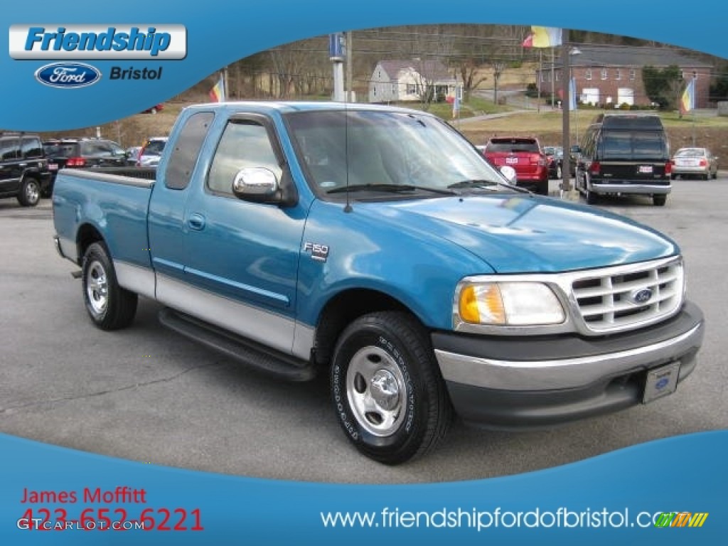 1999 F150 XLT Extended Cab - Island Blue Metallic / Medium Graphite photo #5