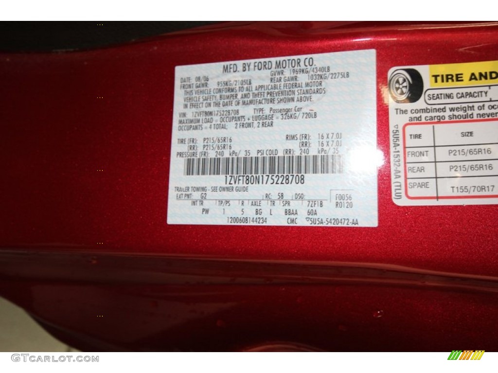 2007 Mustang V6 Deluxe Coupe - Redfire Metallic / Dark Charcoal photo #10