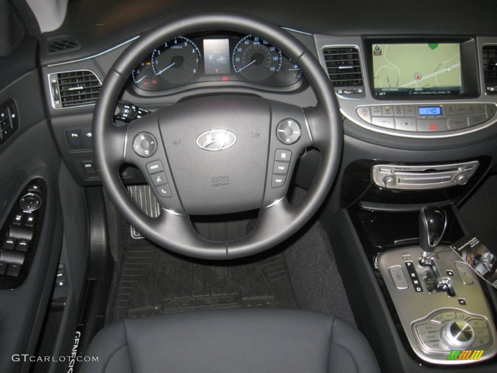 2013 Hyundai Genesis 5.0 R Spec Sedan Jet Black Dashboard Photo #77421921