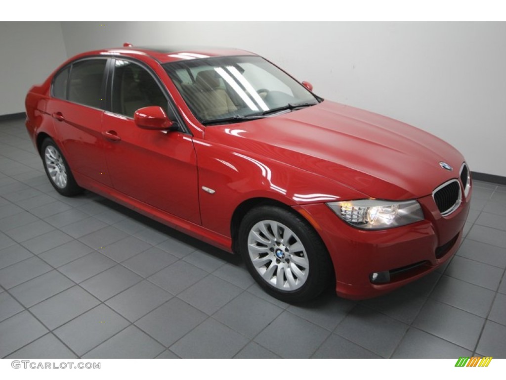 2009 3 Series 328i Sedan - Crimson Red / Beige photo #8