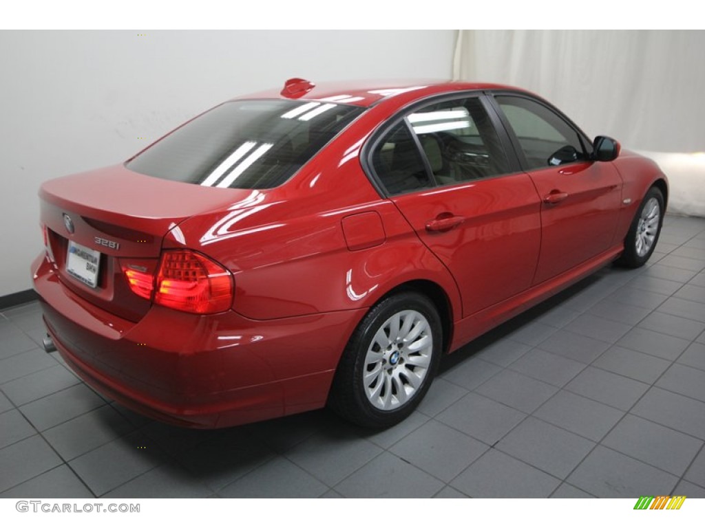 2009 3 Series 328i Sedan - Crimson Red / Beige photo #11