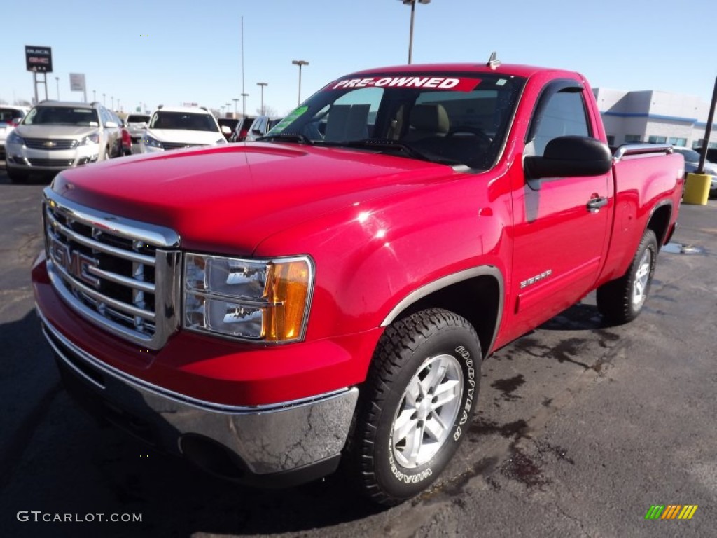 2010 Sierra 1500 SLE Regular Cab 4x4 - Fire Red / Ebony/Light Cashmere photo #1