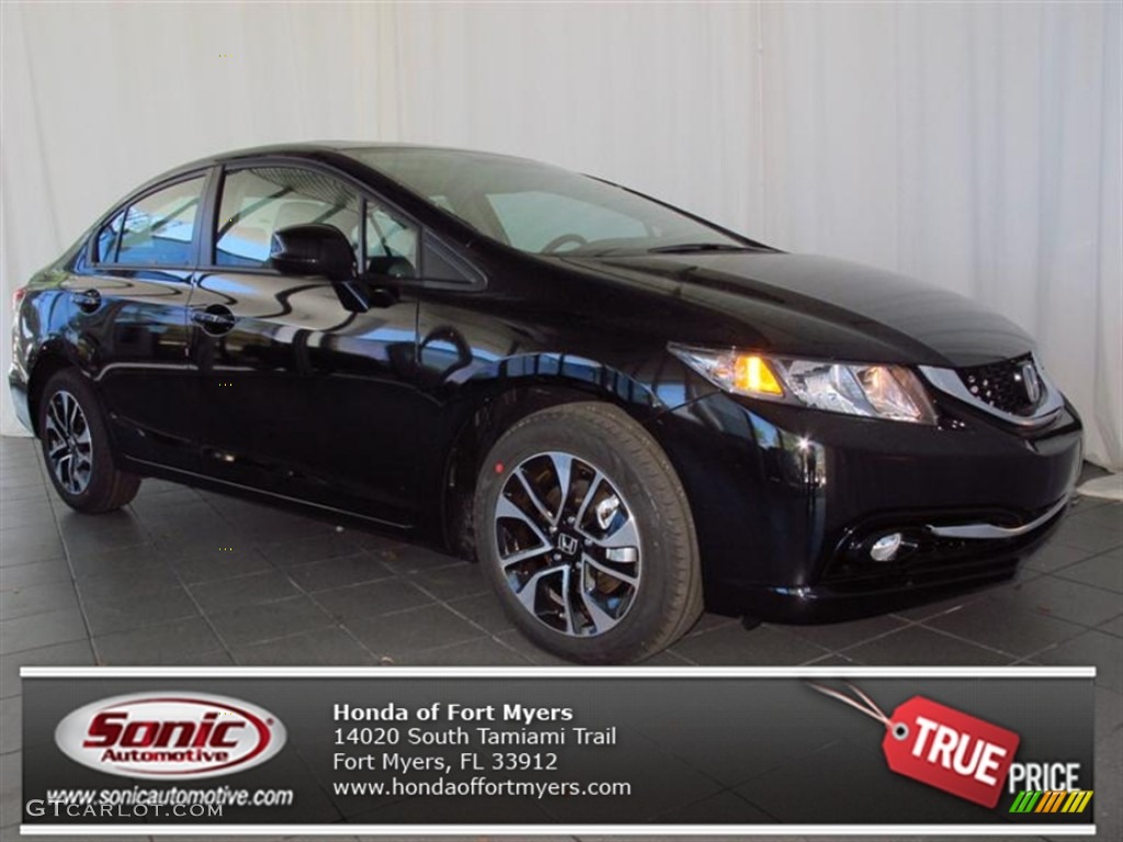 2013 Civic EX-L Coupe - Crystal Black Pearl / Gray photo #1