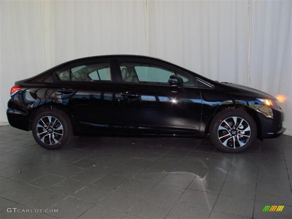 2013 Civic EX-L Coupe - Crystal Black Pearl / Gray photo #2