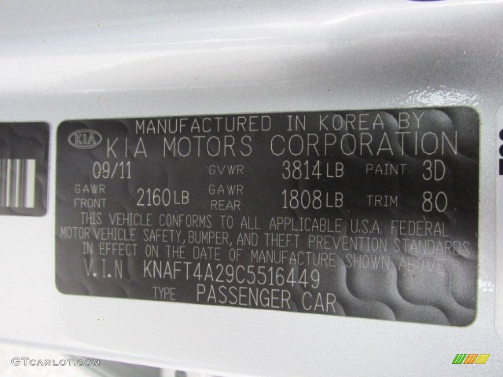 2012 Kia Forte LX Color Code Photos