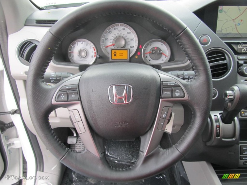 2013 Honda Pilot Touring 4WD Gray Steering Wheel Photo #77435271