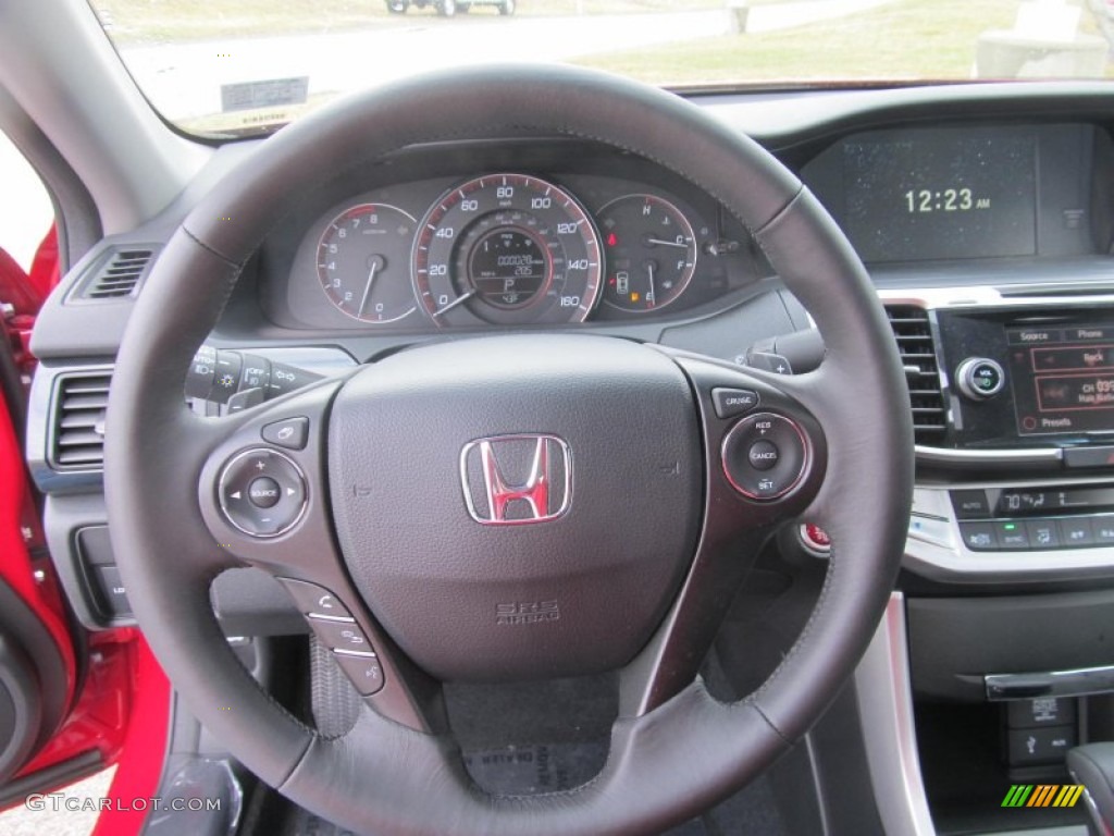 2013 Honda Accord EX-L V6 Coupe Black Steering Wheel Photo #77435988