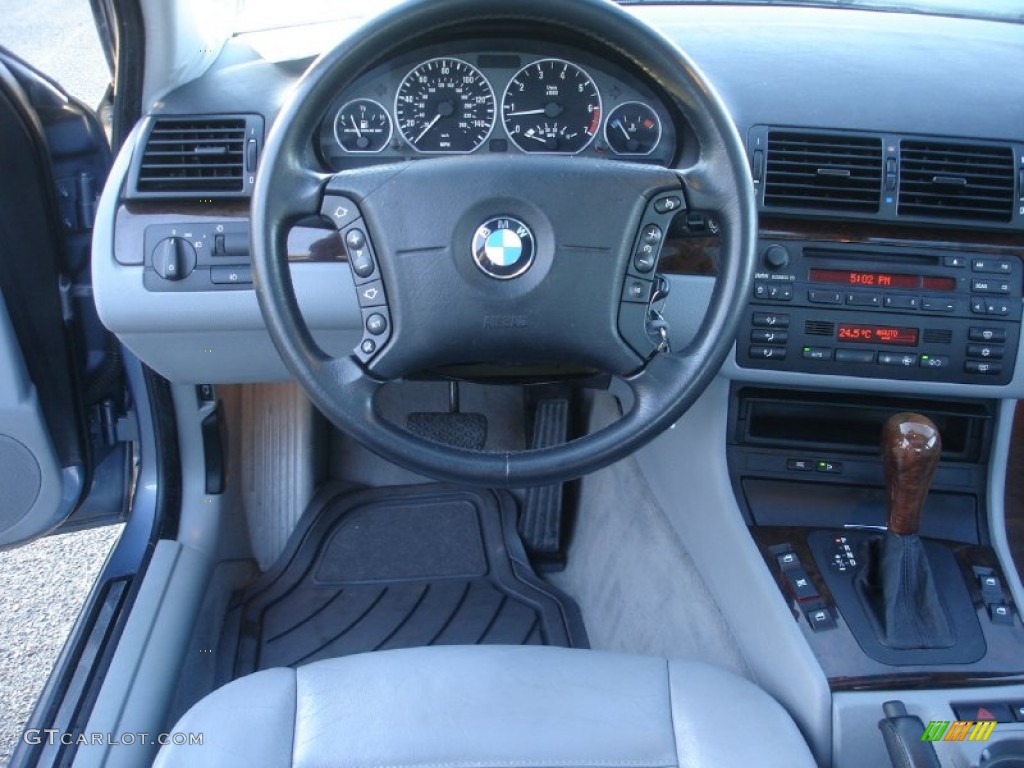 2001 3 Series 330i Sedan - Steel Blue Metallic / Grey photo #13