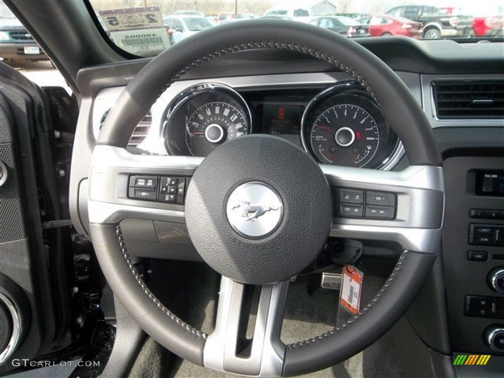 2014 Ford Mustang GT Premium Coupe Charcoal Black Steering Wheel Photo #77436681
