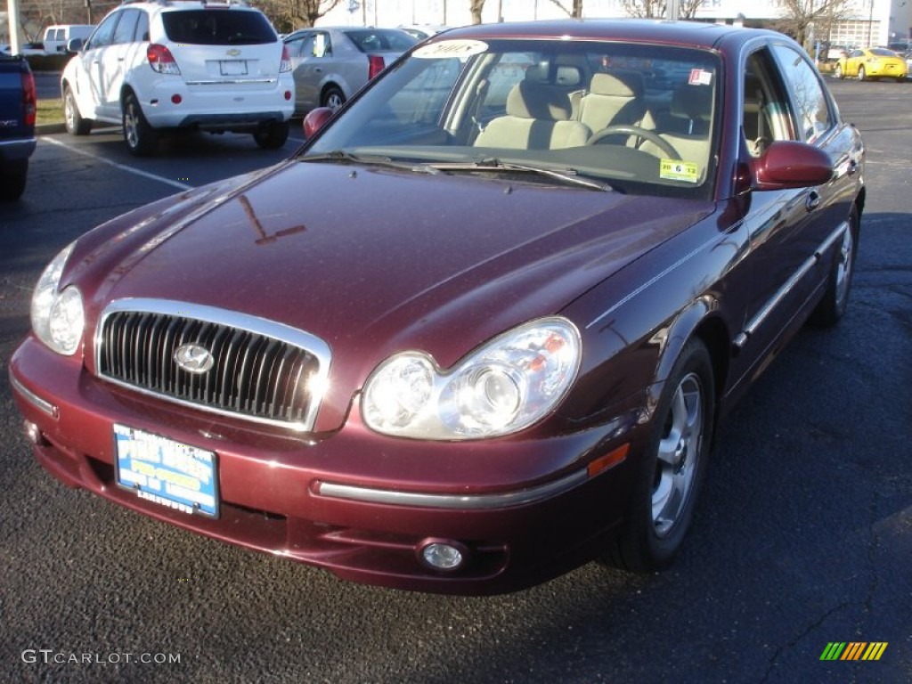 2005 Sonata GLS V6 - Ruby Red / Beige photo #1