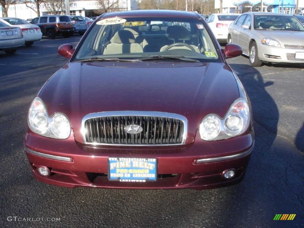 2005 Sonata GLS V6 - Ruby Red / Beige photo #2