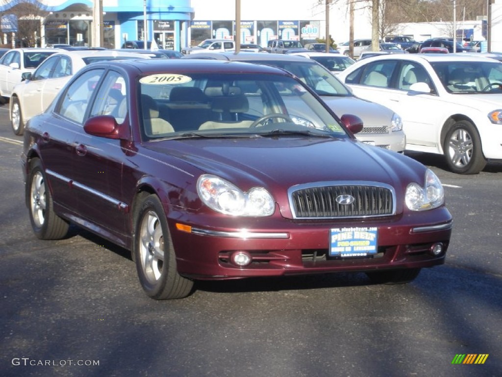 2005 Sonata GLS V6 - Ruby Red / Beige photo #3