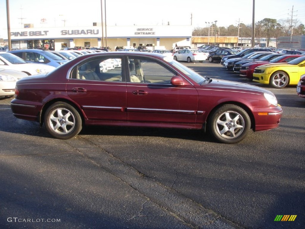 2005 Sonata GLS V6 - Ruby Red / Beige photo #7