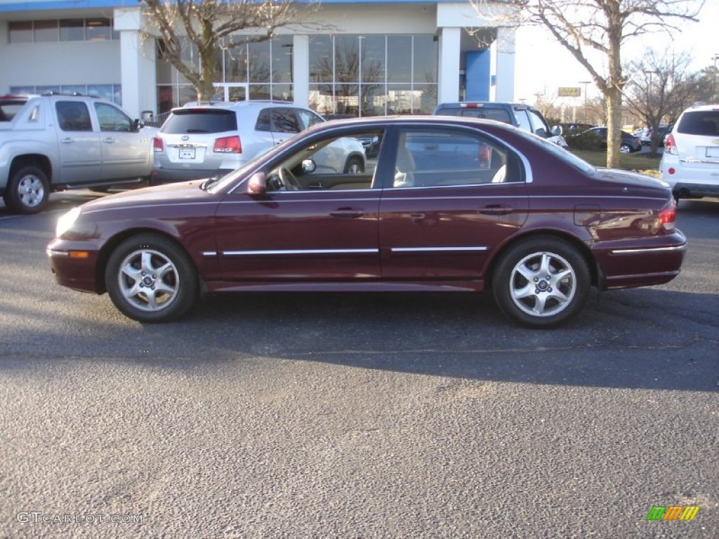2005 Sonata GLS V6 - Ruby Red / Beige photo #9