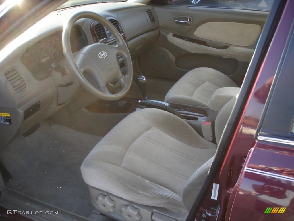2005 Sonata GLS V6 - Ruby Red / Beige photo #10