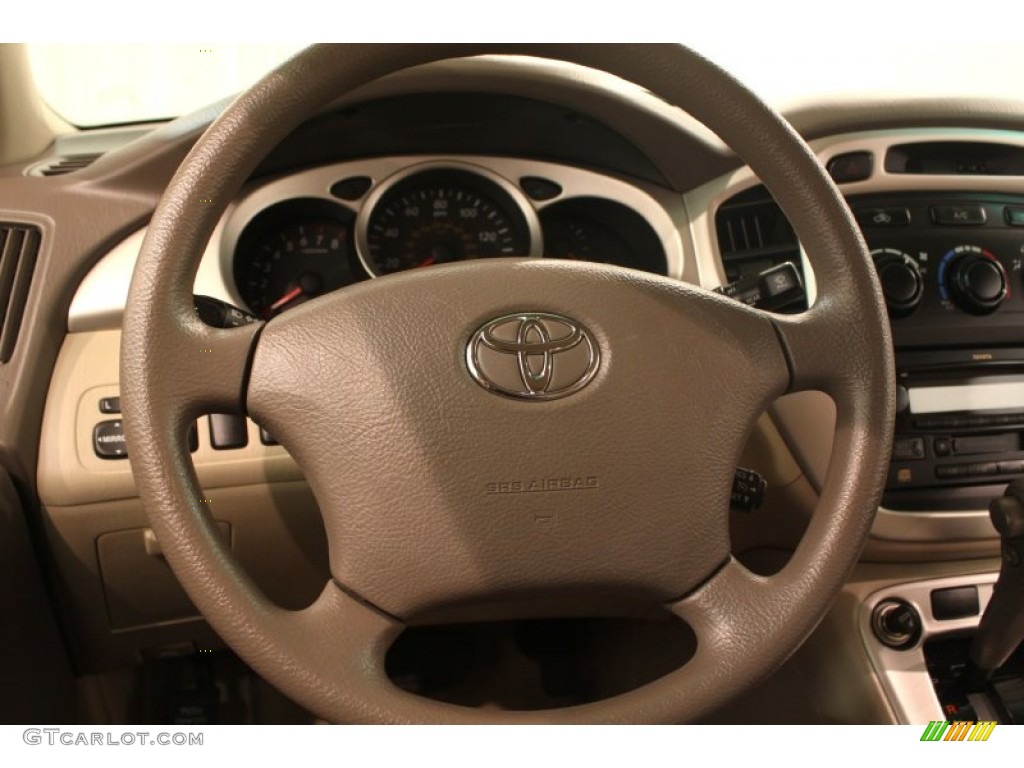 2007 Toyota Highlander 4WD Ivory Beige Steering Wheel Photo #77443368