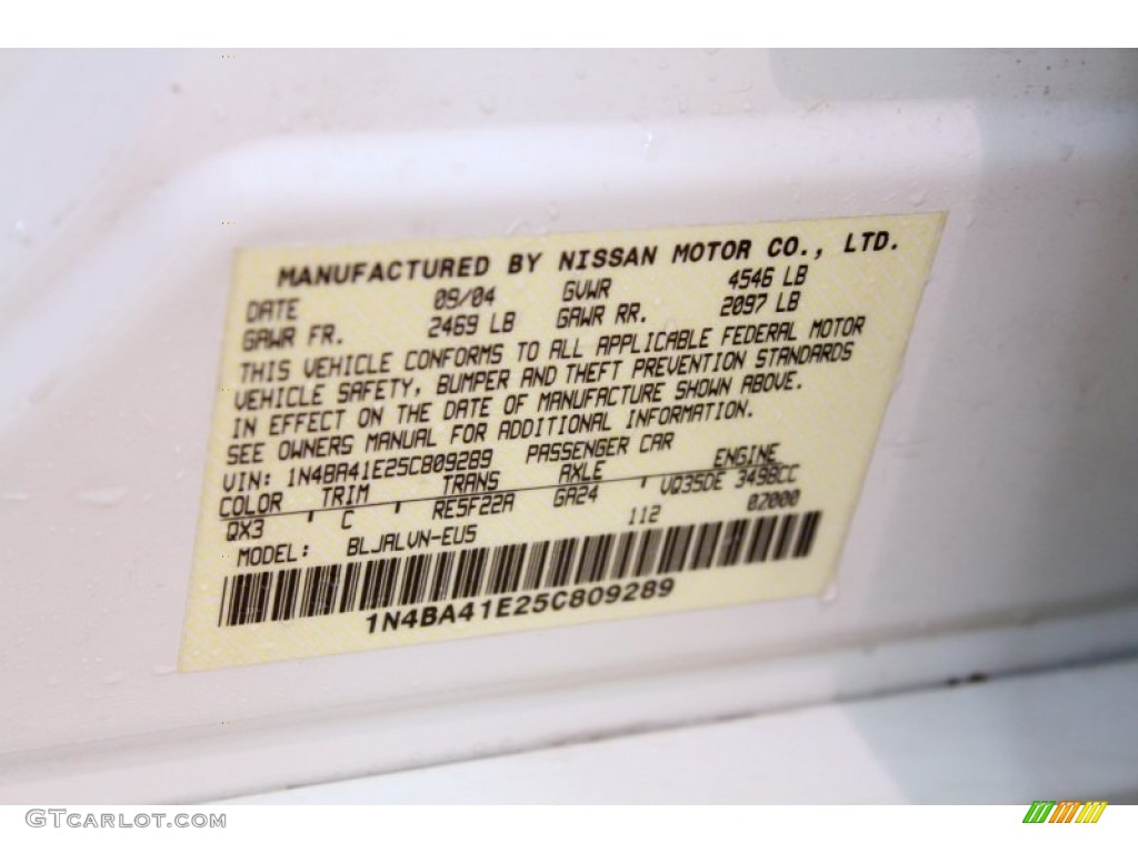 2005 Nissan Maxima 3.5 SE Parts Photos