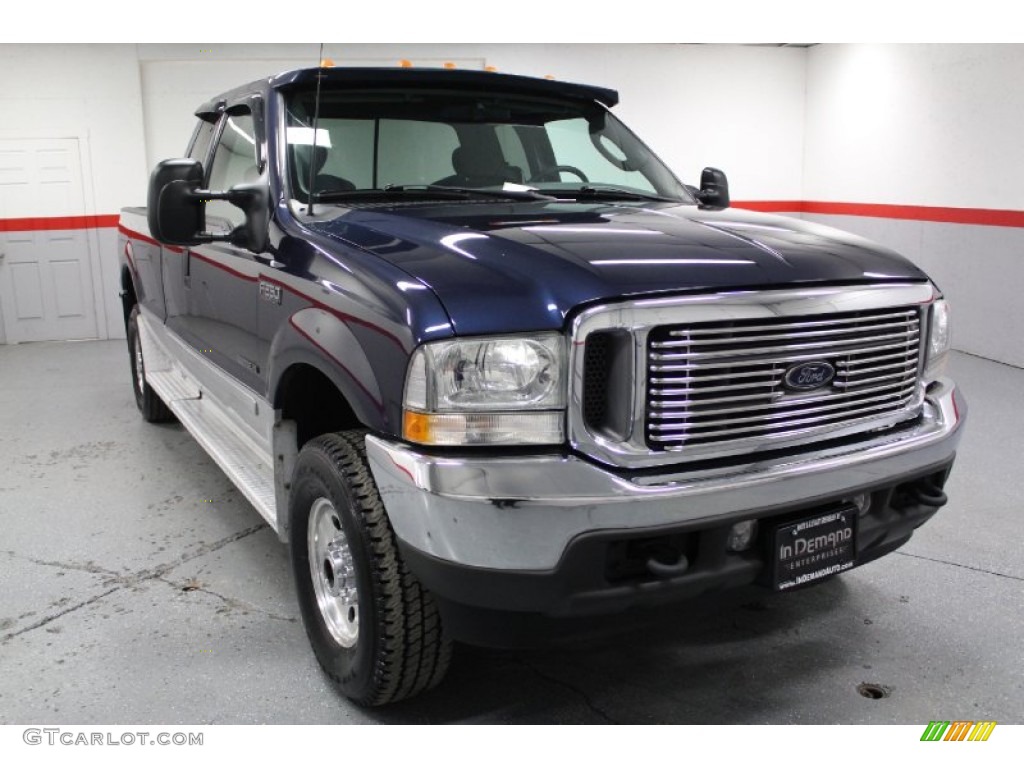 2003 F250 Super Duty XLT SuperCab 4x4 - True Blue Metallic / Dark Flint Grey photo #3