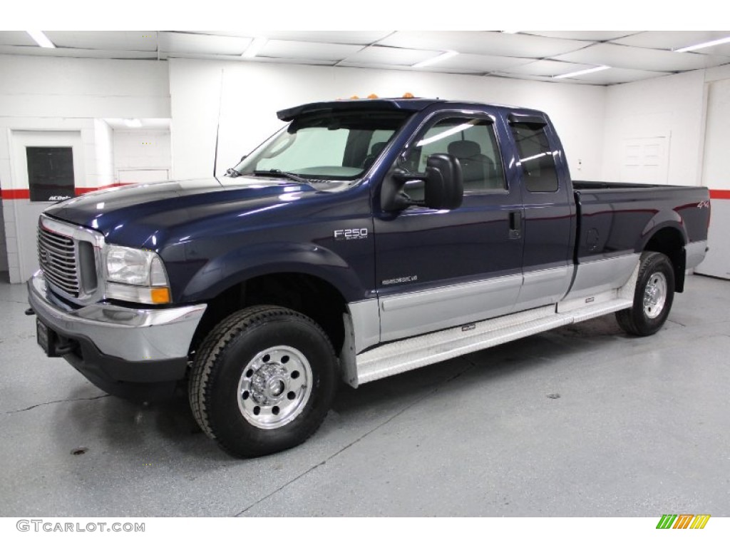 2003 F250 Super Duty XLT SuperCab 4x4 - True Blue Metallic / Dark Flint Grey photo #7