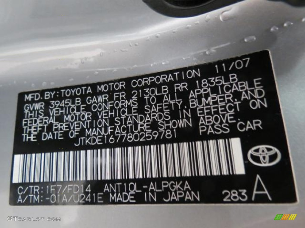 2008 tC Color Code 1F7 for Classic Silver Metallic Photo #77451702