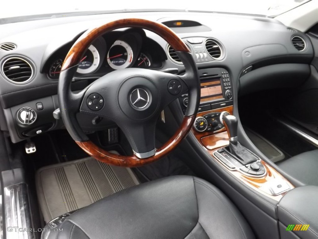 Black Interior 2009 Mercedes-Benz SL 550 Roadster Photo #77453079