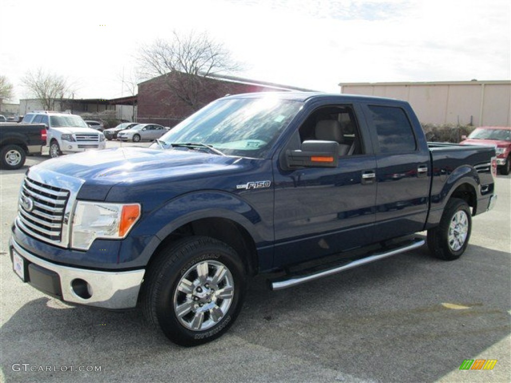 2010 F150 XLT SuperCrew - Dark Blue Pearl Metallic / Medium Stone photo #4