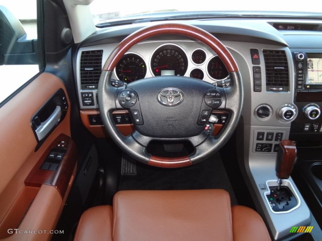 2012 Toyota Sequoia Platinum 4WD Red Rock Steering Wheel Photo #77454897