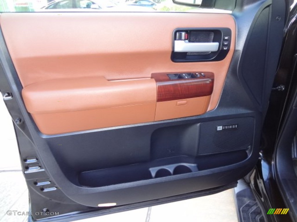 2012 Toyota Sequoia Platinum 4WD Red Rock Door Panel Photo #77455845