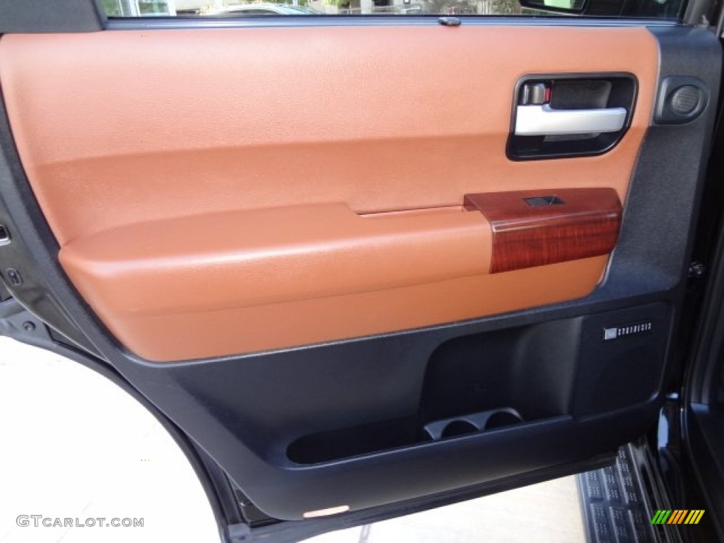 2012 Toyota Sequoia Platinum 4WD Red Rock Door Panel Photo #77455890