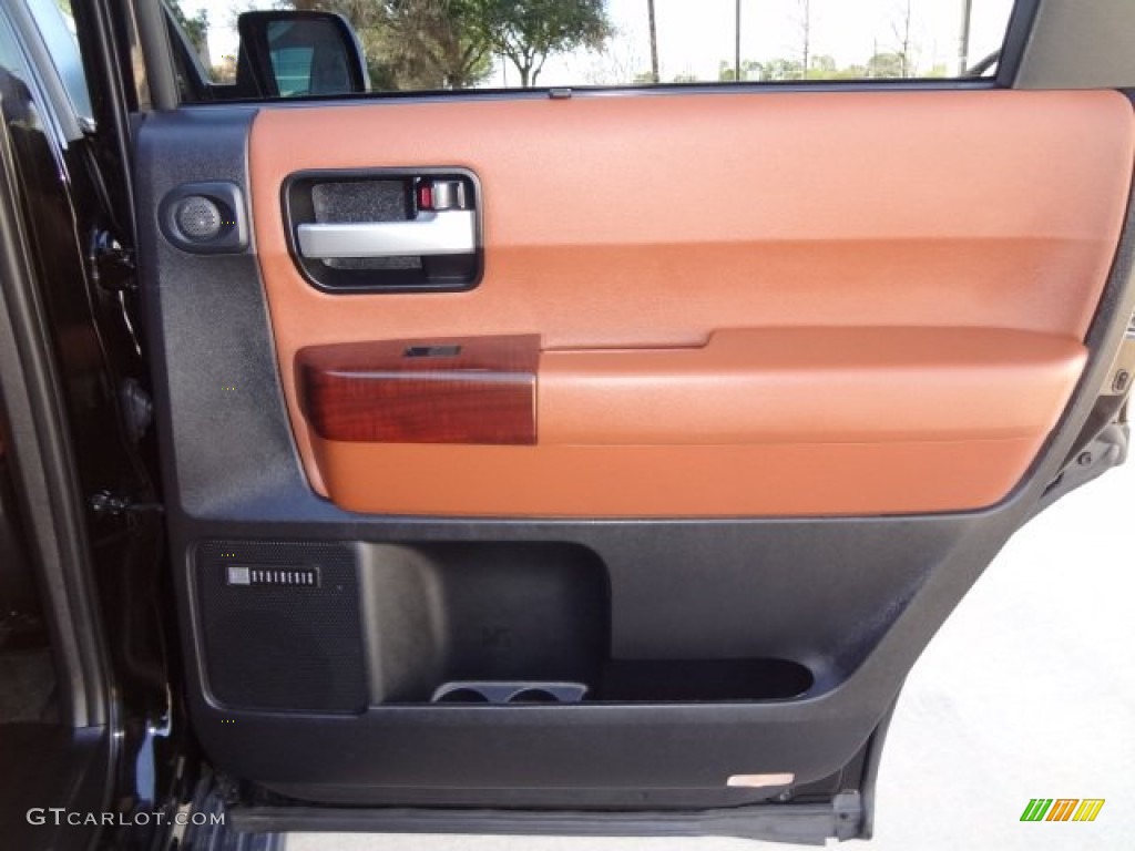 2012 Toyota Sequoia Platinum 4WD Red Rock Door Panel Photo #77455916