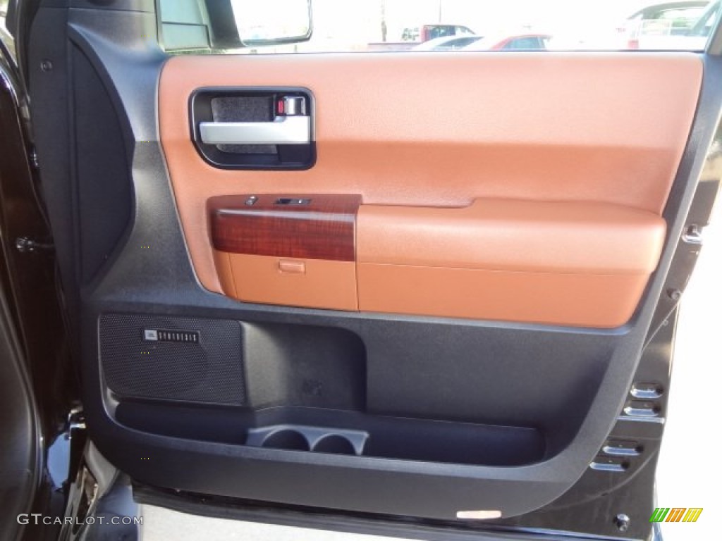 2012 Toyota Sequoia Platinum 4WD Red Rock Door Panel Photo #77455935