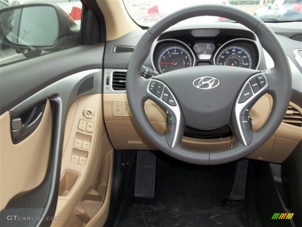 2013 Hyundai Elantra Limited Beige Steering Wheel Photo #77458104