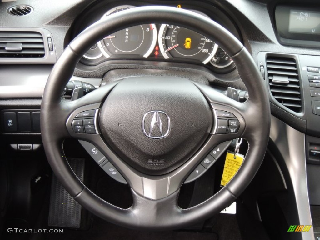 2012 Acura TSX Sport Wagon Ebony Steering Wheel Photo #77459142