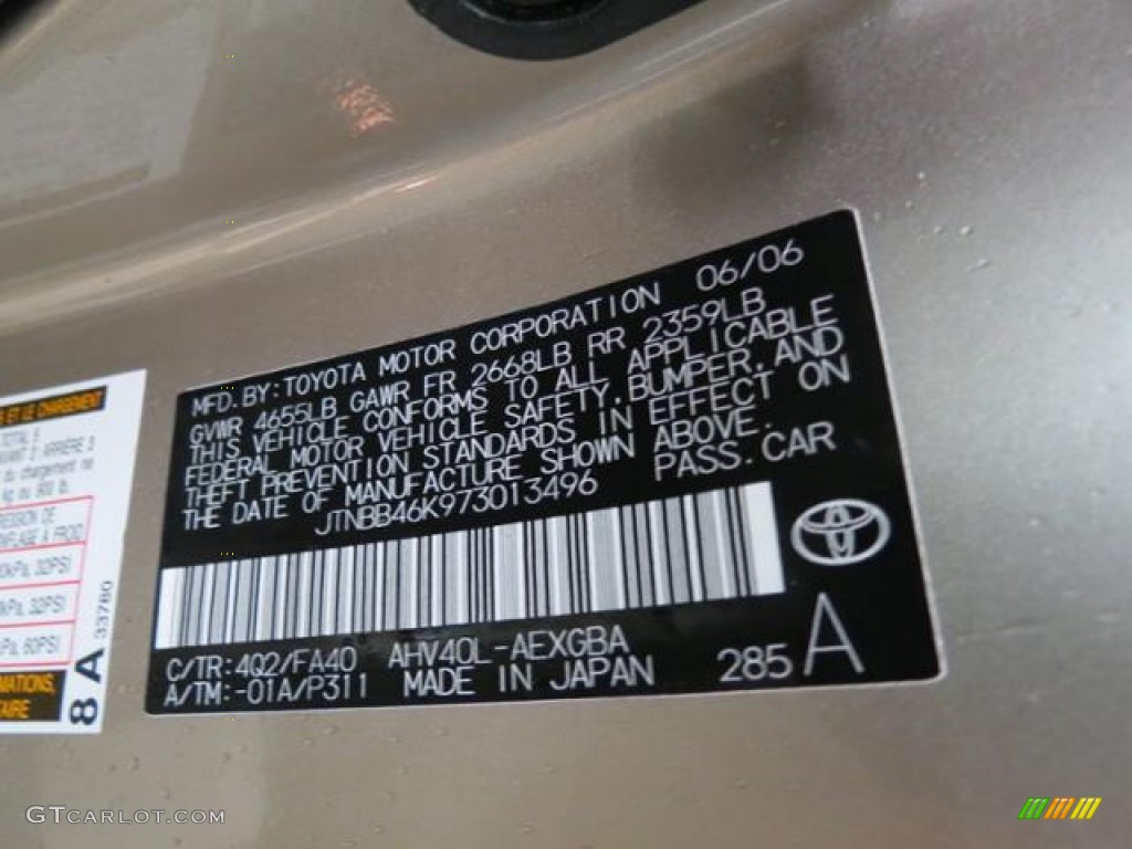 2007 Camry Color Code 4Q2 for Desert Sand Mica Photo #77460316