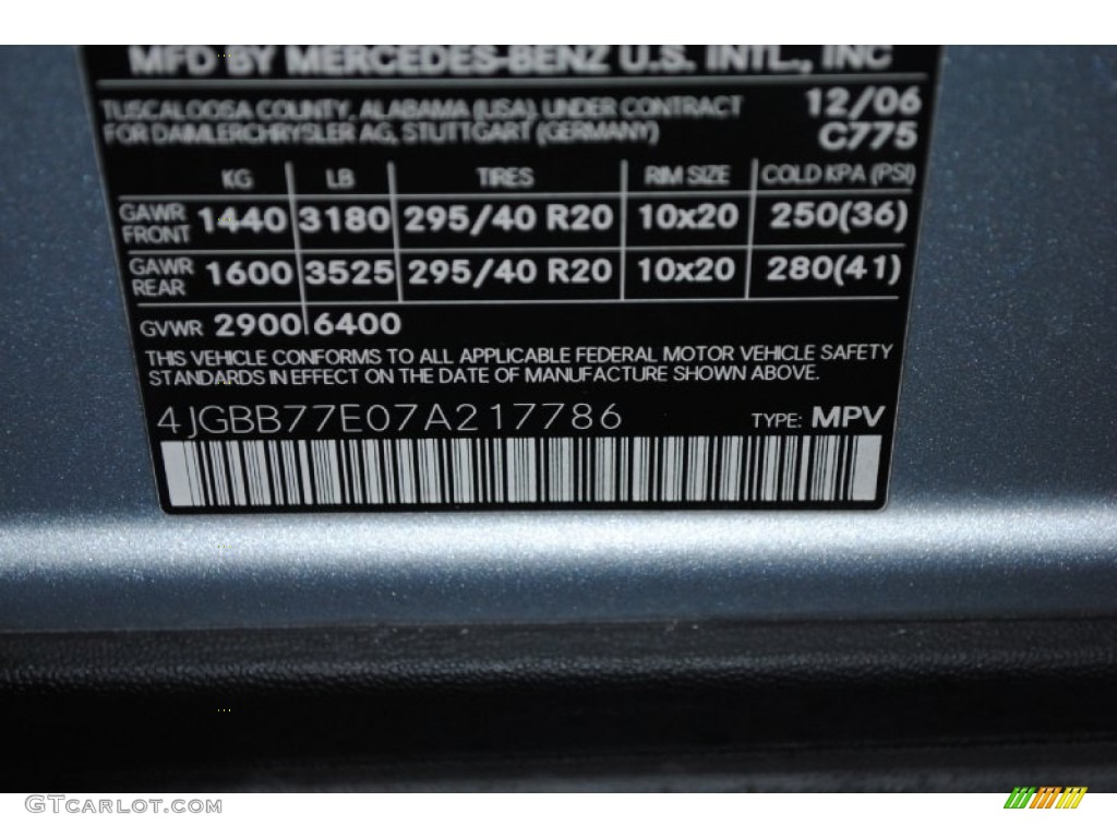 2007 ML Color Code 775 for Iridium Silver Metallic Photo #77465865