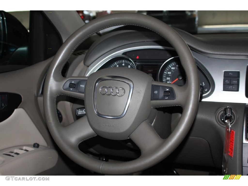 2008 Audi Q7 4.2 Premium quattro Limestone Grey Steering Wheel Photo #77466480