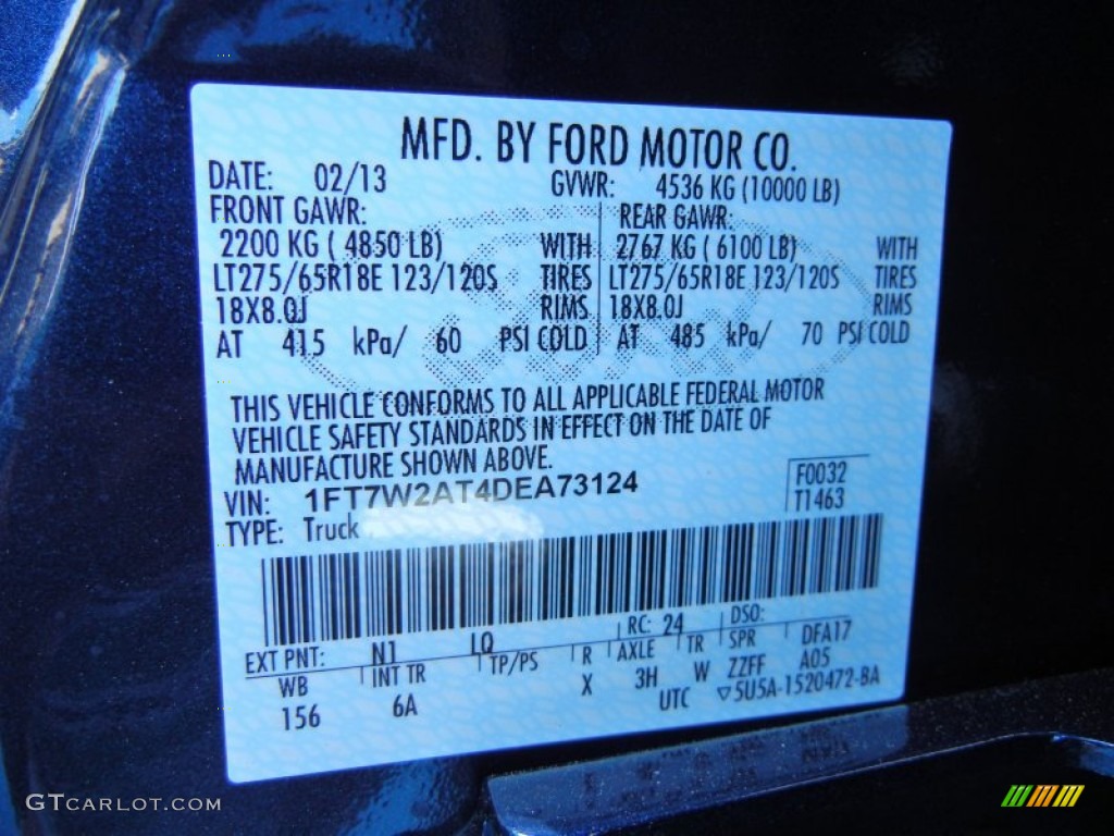 2013 F250 Super Duty Color Code N1 for Blue Jeans Metallic Photo #77466786