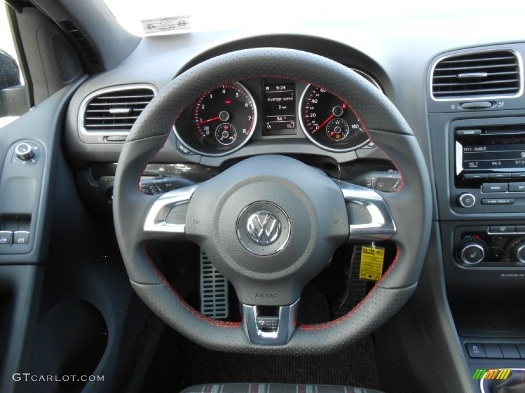 2013 Volkswagen GTI 2 Door Interlagos Plaid Cloth Steering Wheel Photo #77466804