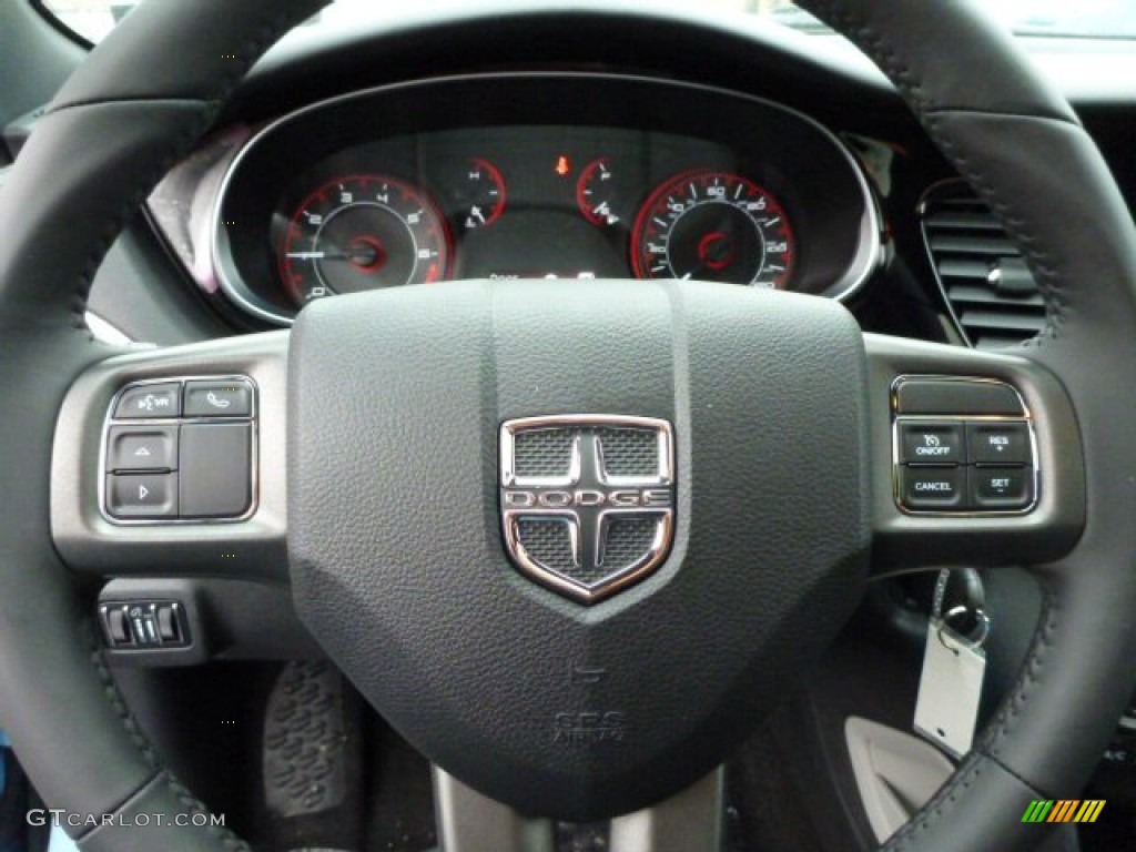 2013 Dodge Dart Rallye Black/Light Diesel Gray Steering Wheel Photo #77468295