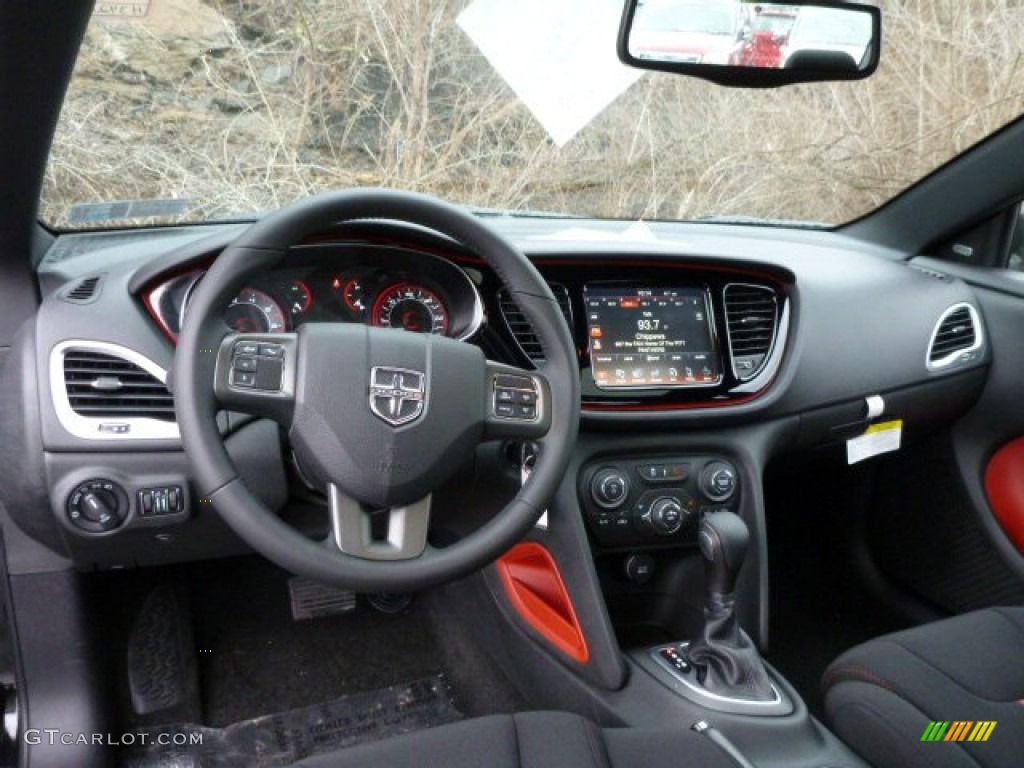 2013 Dodge Dart Rallye Black/Ruby Red Dashboard Photo #77468529