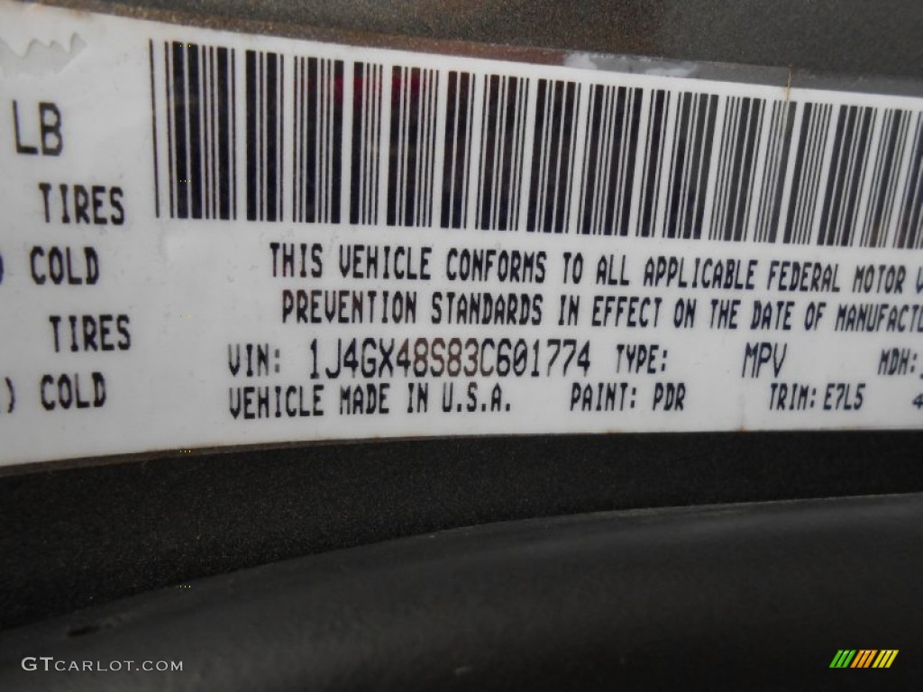 2003 Jeep Grand Cherokee Laredo Color Code Photos