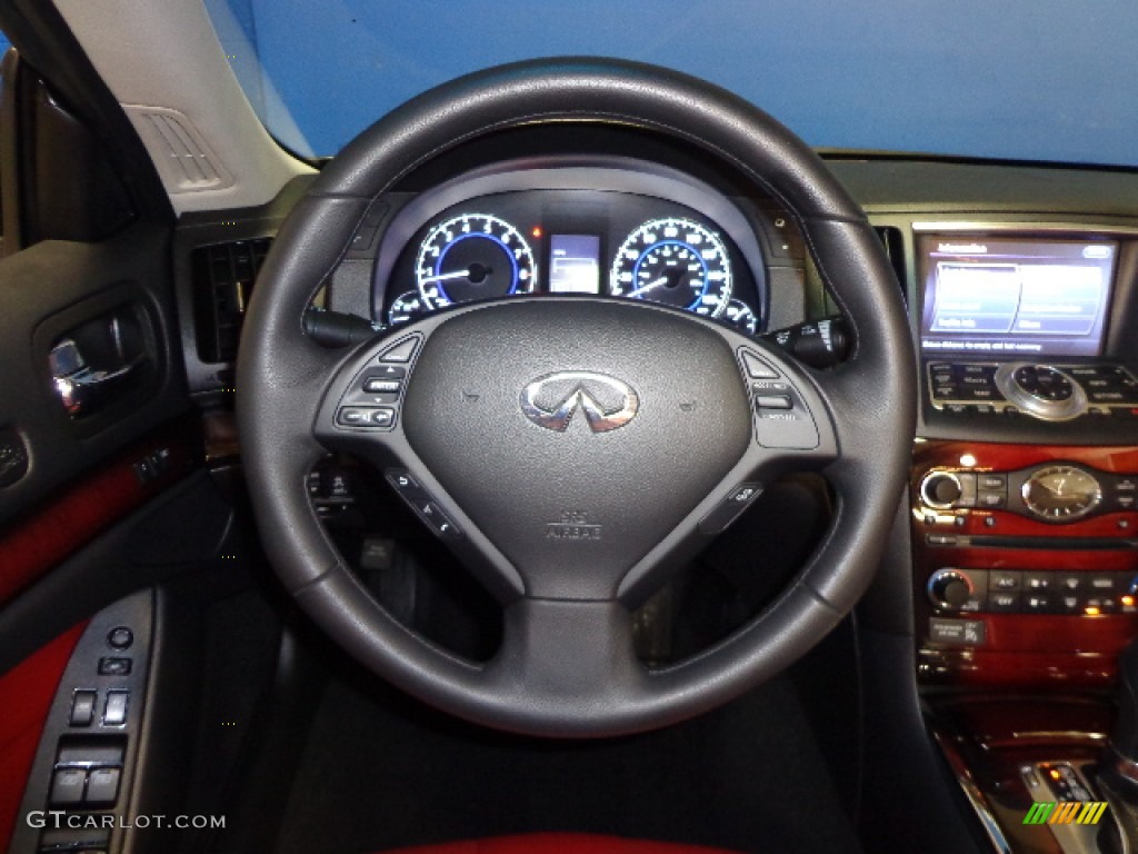 2010 Infiniti G 37 Convertible Monaco Red Steering Wheel Photo #77472132