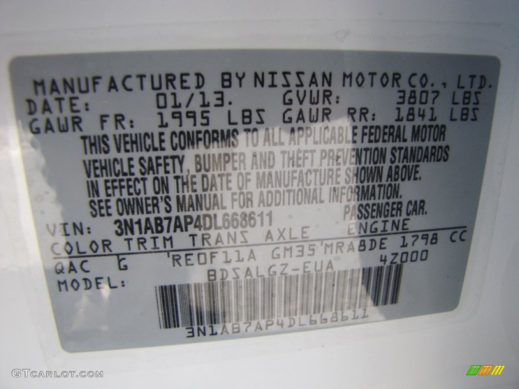 2013 Nissan Sentra SL Color Code Photos