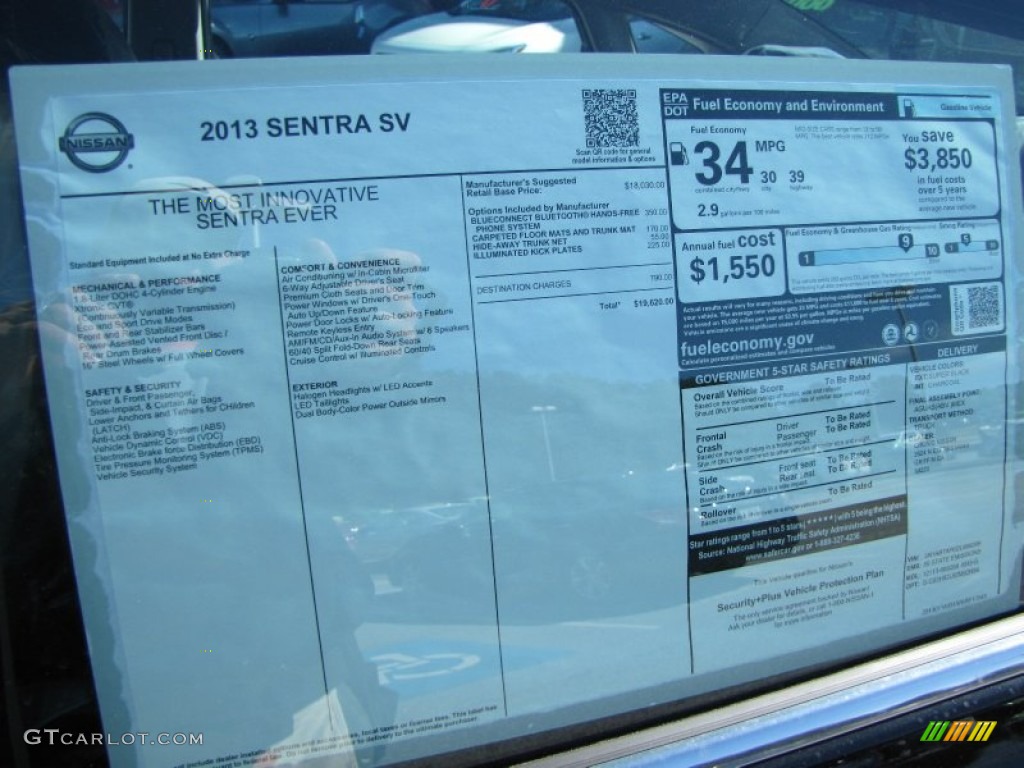 2013 Nissan Sentra SV Window Sticker Photo #77481291