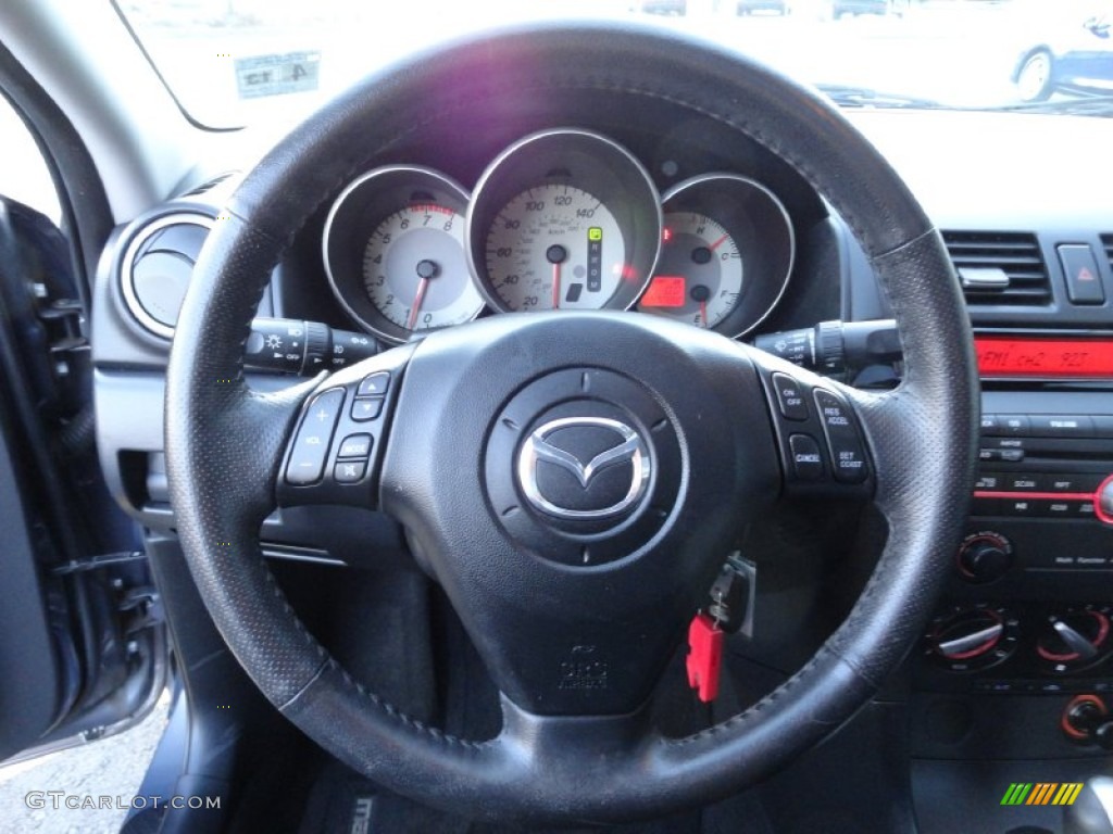 2008 Mazda MAZDA3 i Touring Sedan Black Steering Wheel Photo #77481850