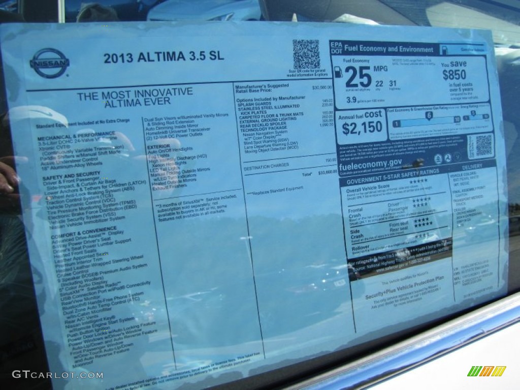 2013 Nissan Altima 3.5 SL Window Sticker Photo #77483936