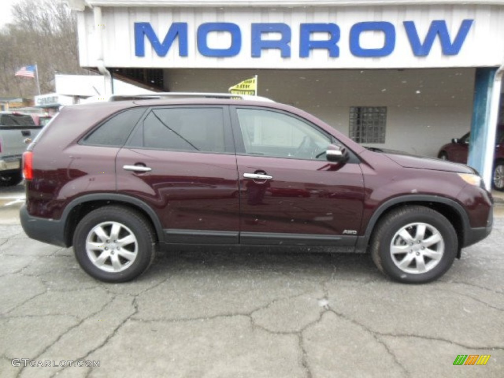 2013 Sorento LX V6 AWD - Dark Cherry / Beige photo #1