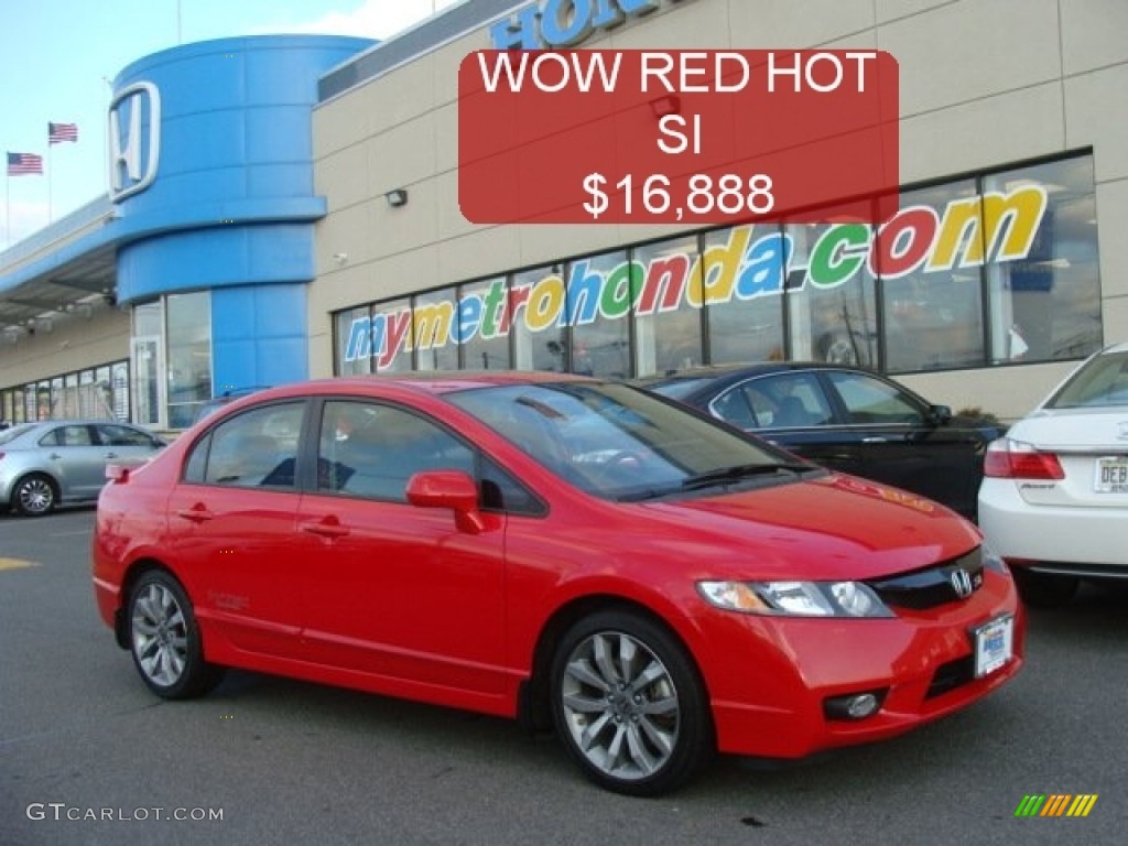 2009 Civic Si Sedan - Rallye Red / Black photo #1