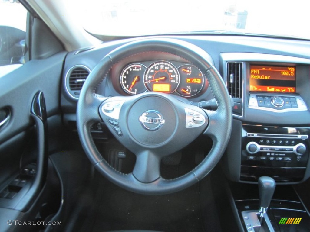 2010 Nissan Maxima 3.5 SV Charcoal Steering Wheel Photo #77488007